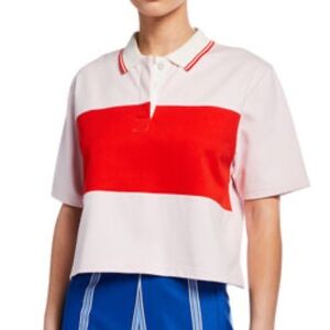 Tory Burch Colorblock Cropped Polo Shirt Size Medium